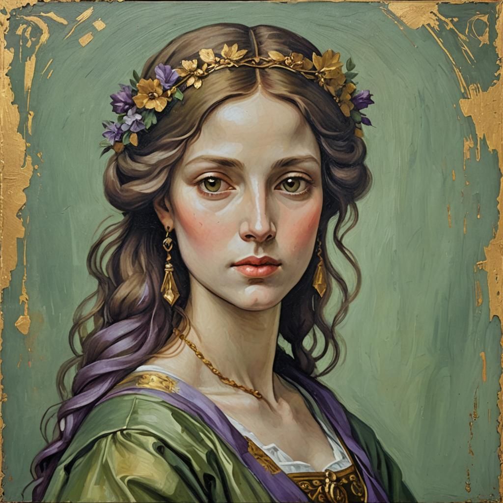Renaissance Woman Portrait in Muted Colors