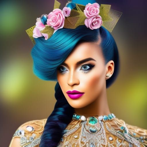 Woman with Topaz Hair Bow in Cinematic Style