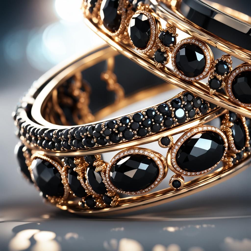 Luxurious Black Onyx Gemstone Ring in 3D