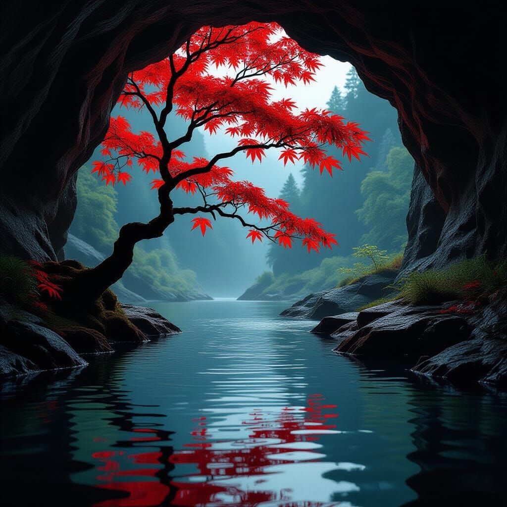 red maple tree close up view