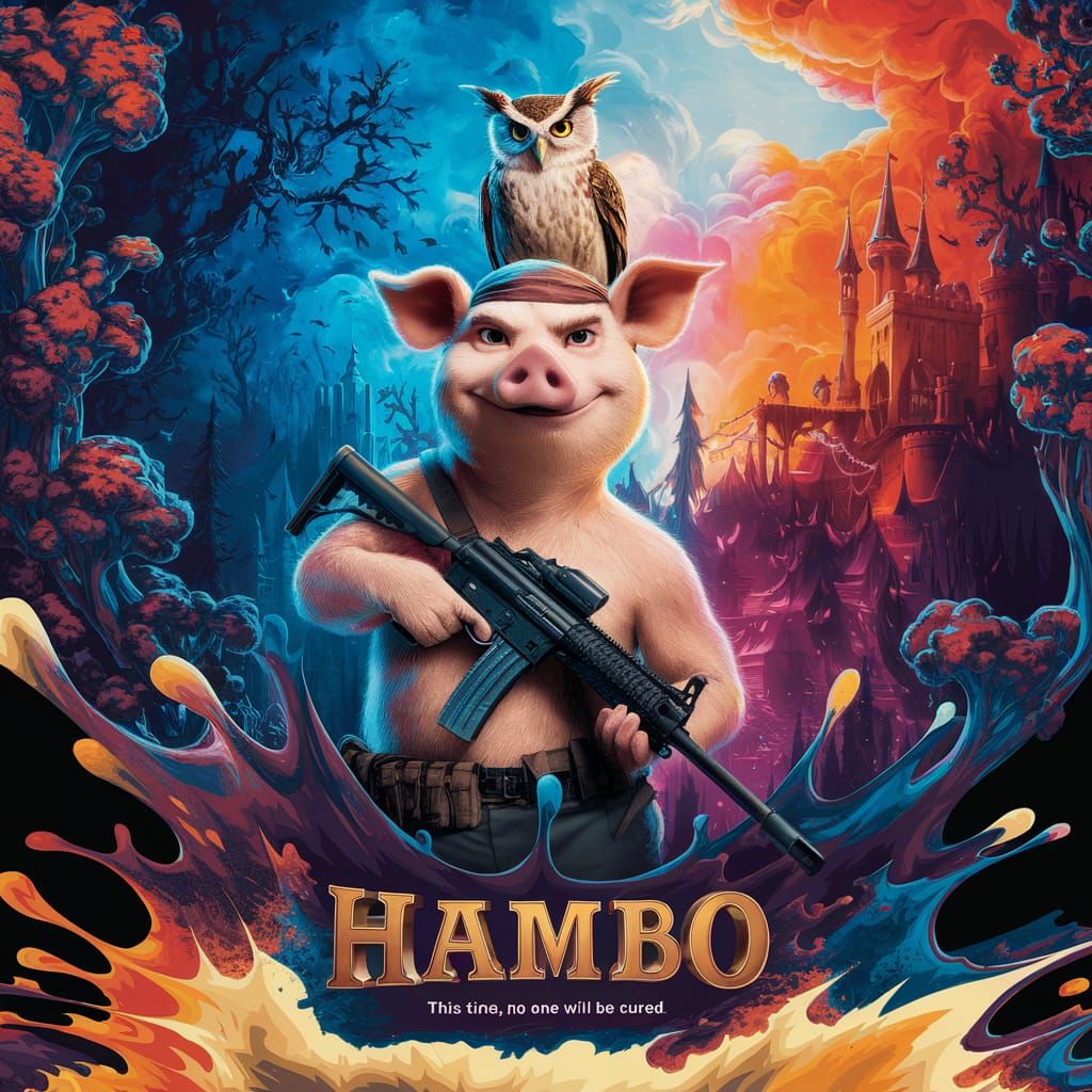 Hambo Movie Poster: Pig and Owl Warriors