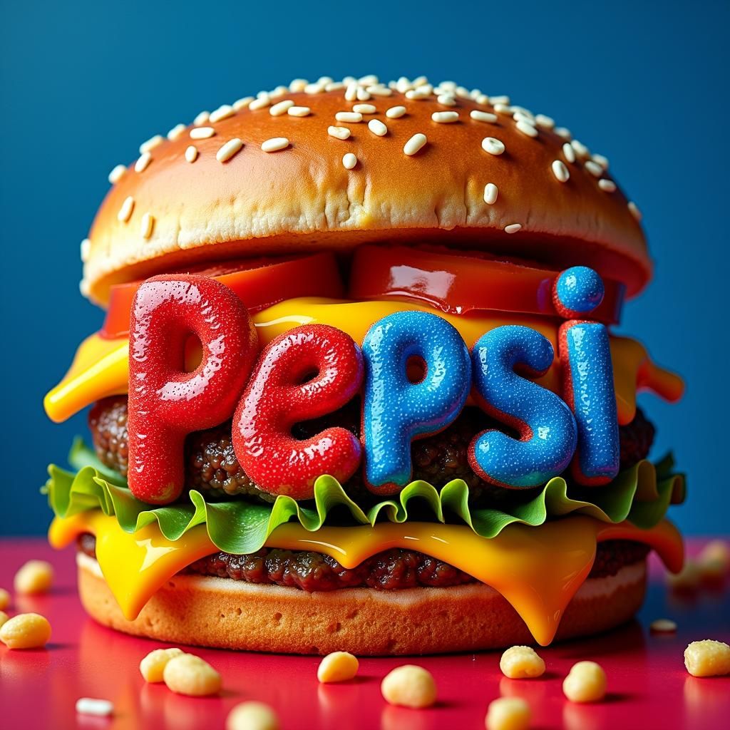 Hamburger Pepsi Logo in Pop Art Style