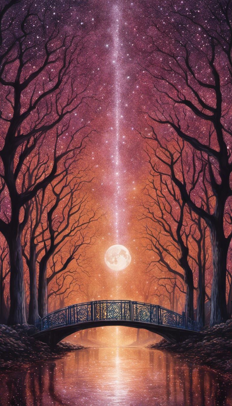 Glittering Bridge to the Moon: Sci-Fi Concept Art