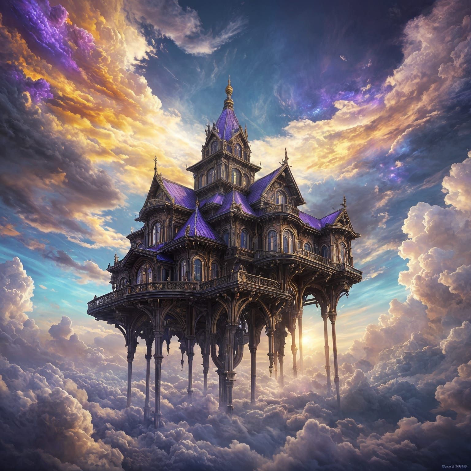 Ethereal Beauty in Vibrant Sunset Hues, Inspired by Mark Ryd...