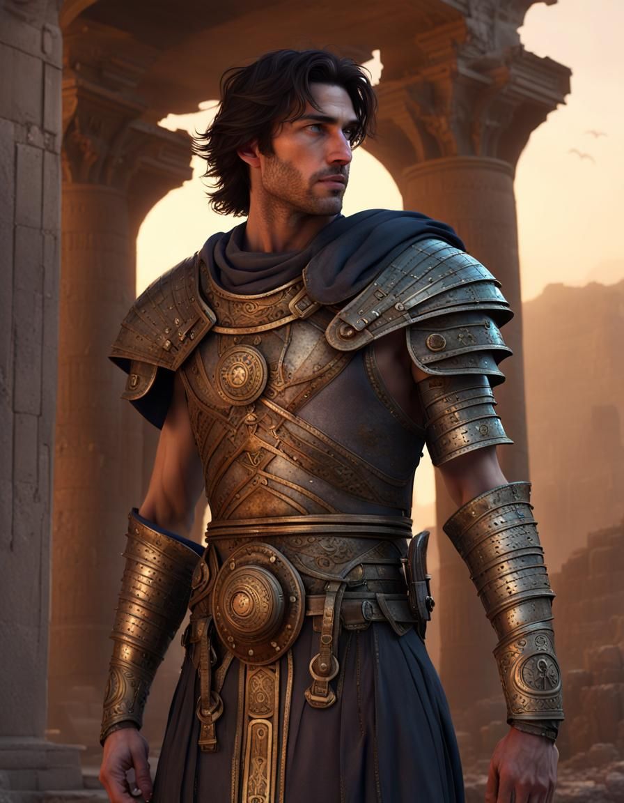 Steampunk Archaeonaut in Ancient Ruins: Dark Fantasy Concept...