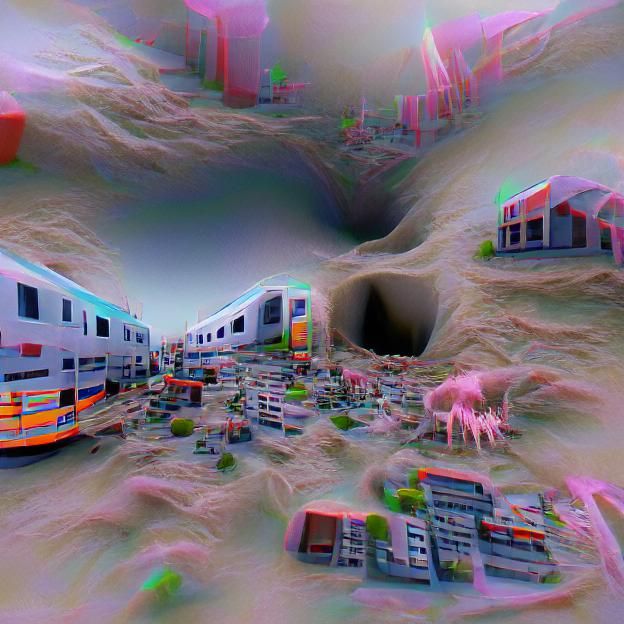 Surreal 3D Render of a Liminal Suburb
