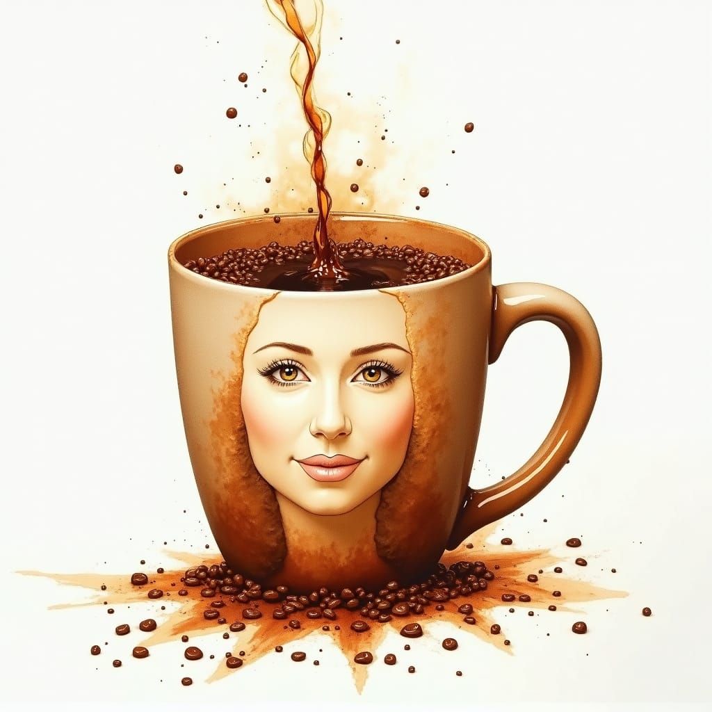 Coffee Portrait Watercolor Illustration