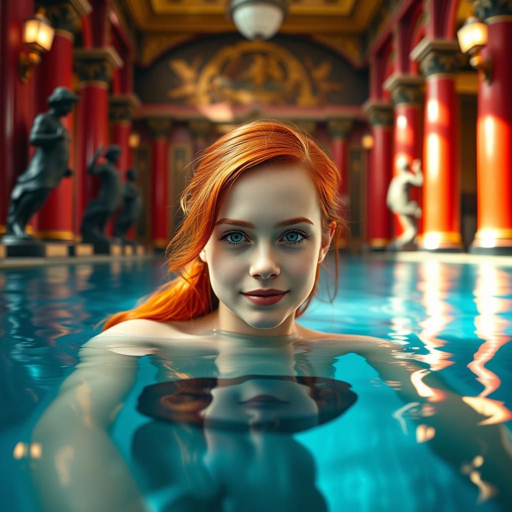 Art Deco Girl Portrait in Exquisite Pool