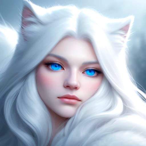 Luxurious White Persian Cat in Ethereal Portrait