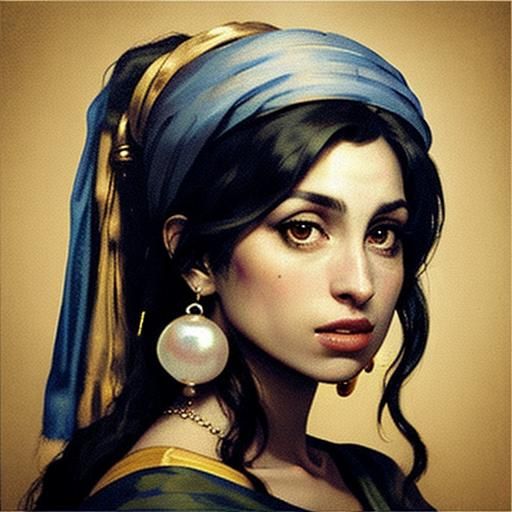 Amy Winehouse as the “Girl With A (Pearl) Earring “ by Vermeer