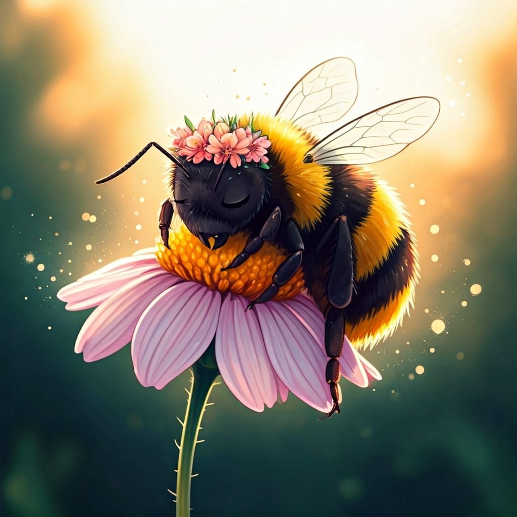 Bumblebee Dreams: Watercolor Anime Insect Portrait