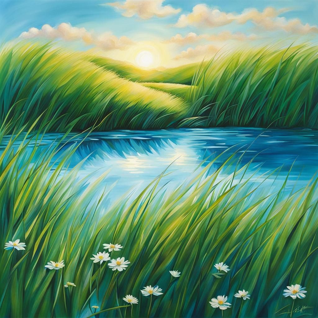 Calm Water and Blue Sky Landscape