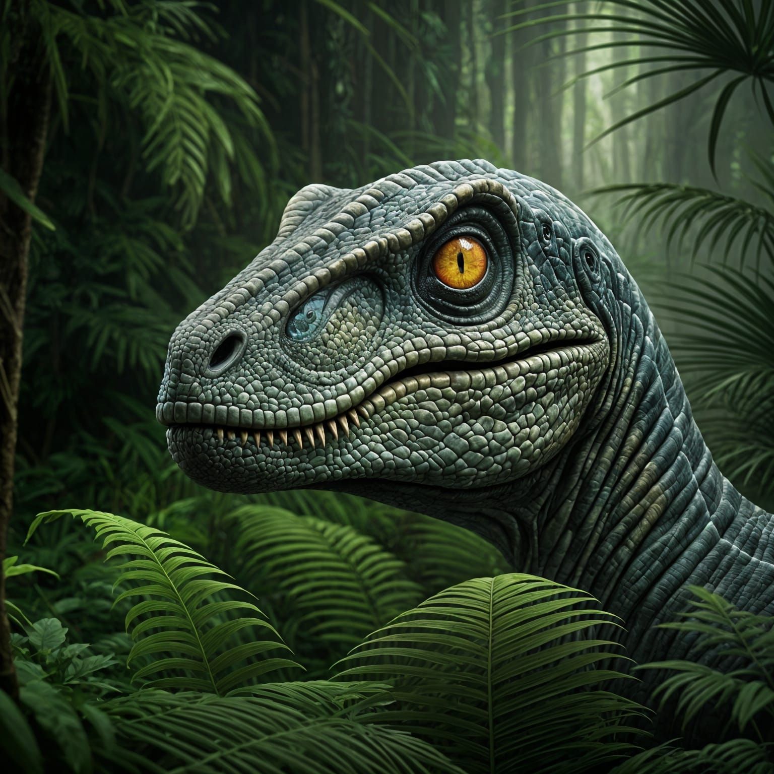 Jurassic Park Velociraptor in Jungle Close-up