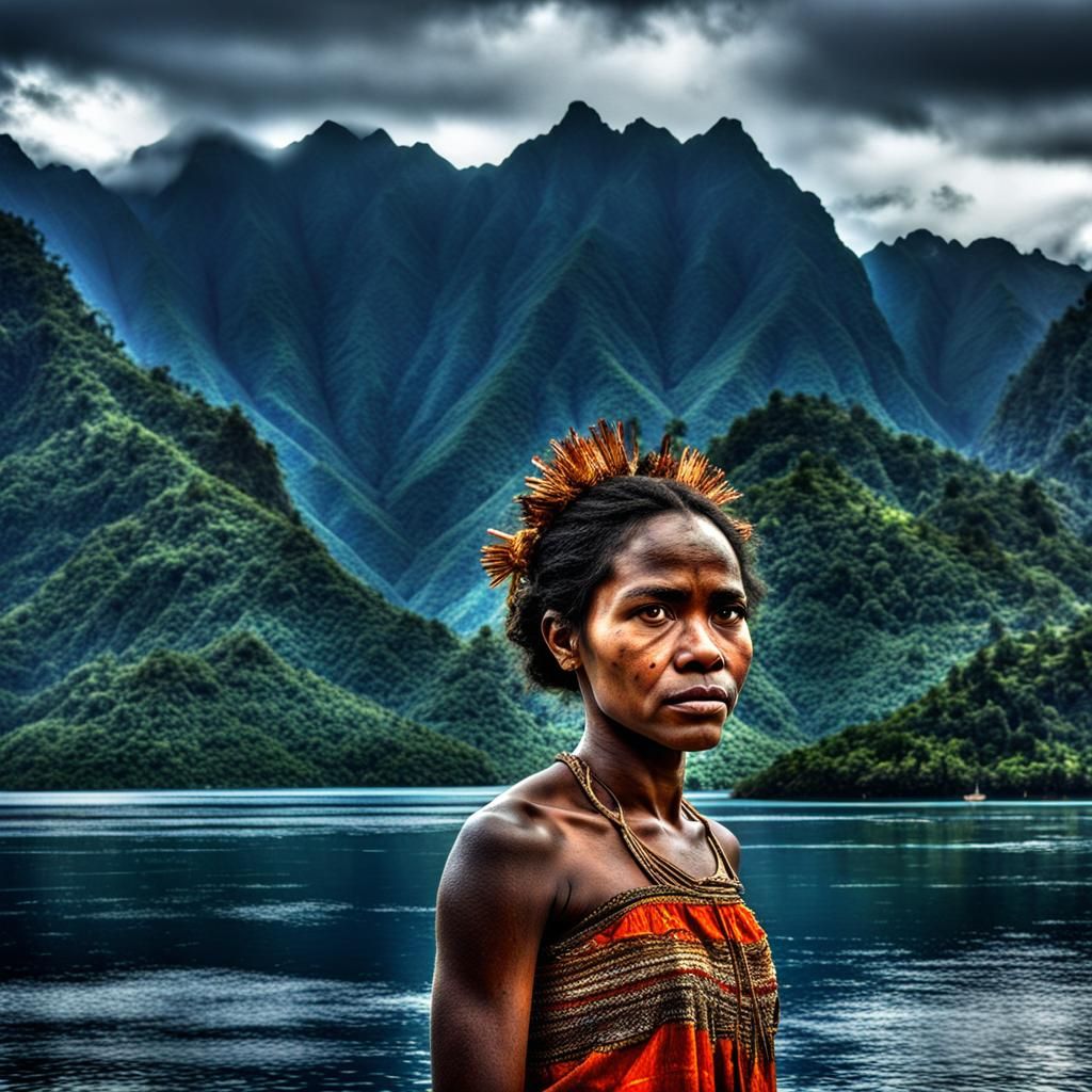 Papua New Guinea Girl on Serene Shore