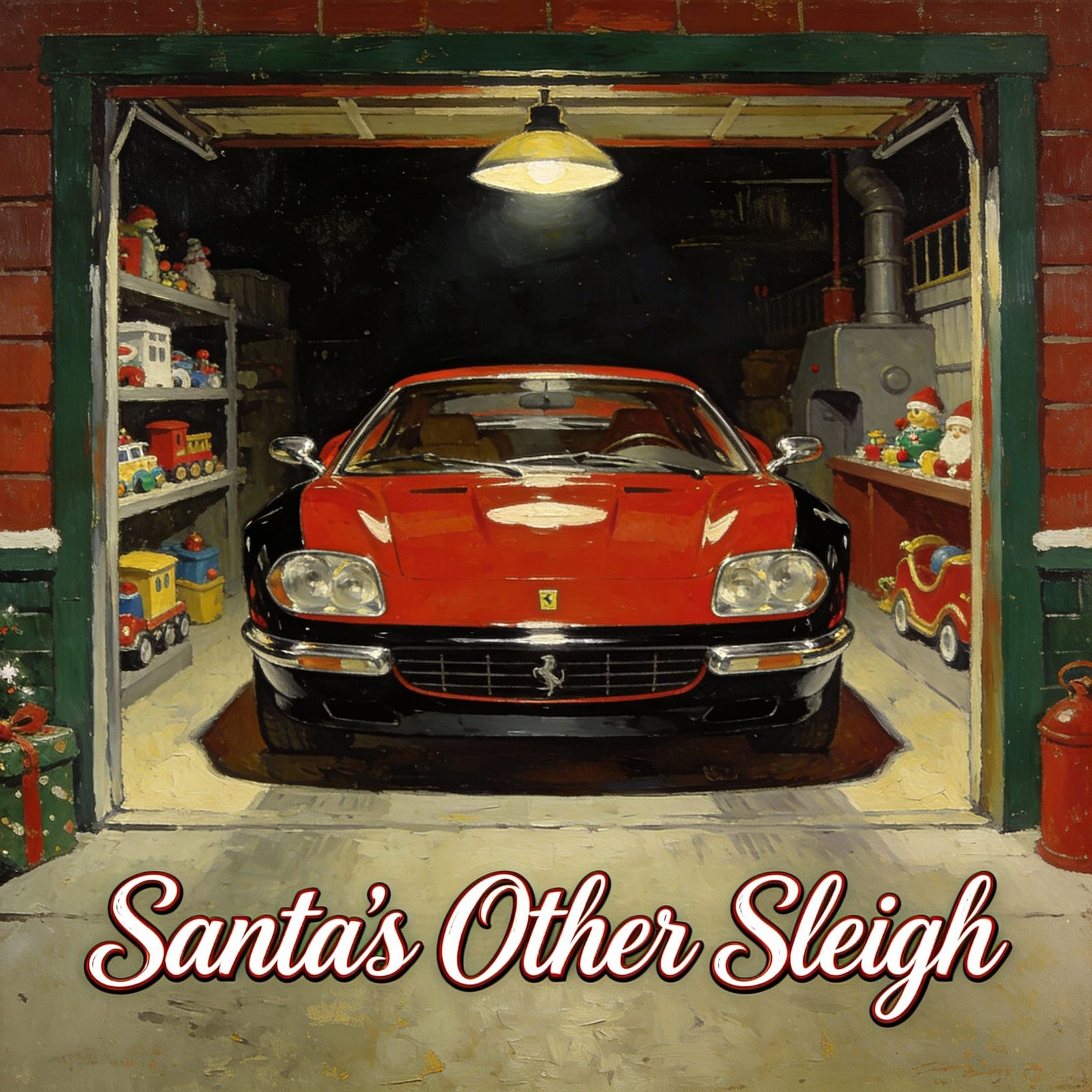 Ferrari Toy Factory Exit in Oil Painting Style