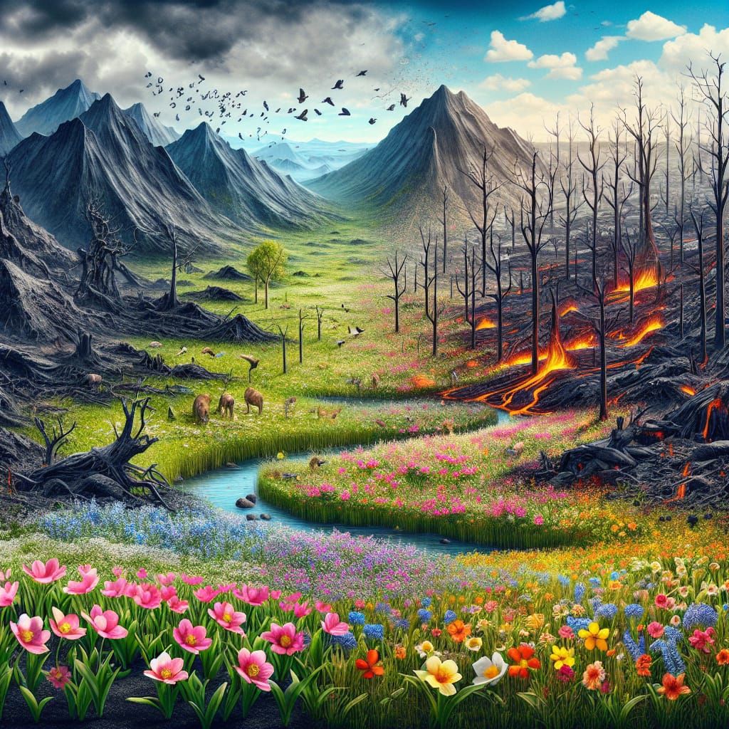 Springtime Transformation in a Volcanic Landscape