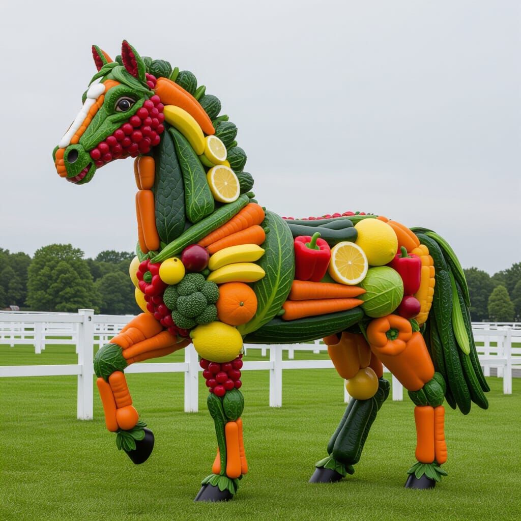 Horse Made of Fruits and Vegetables