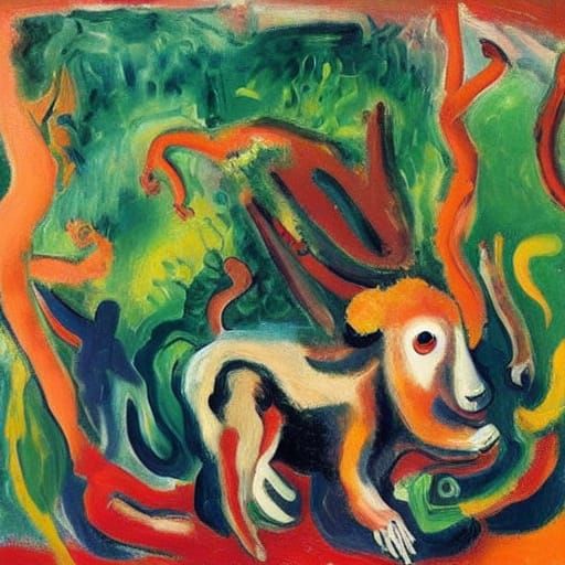 Expressionist Hybrid Creature: Hedgehog Sloth in Lush Garden