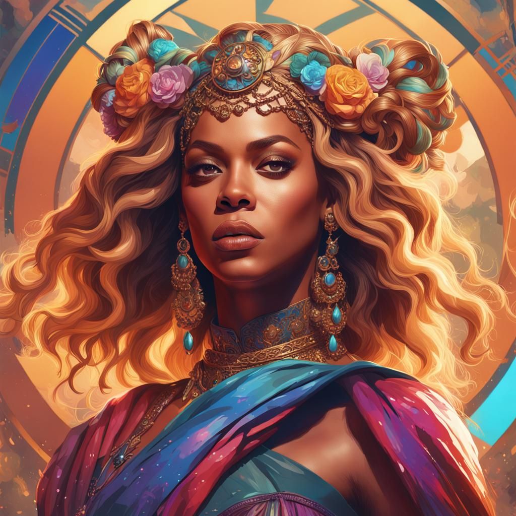 Beyonce Portrait in Art Nouveau Style