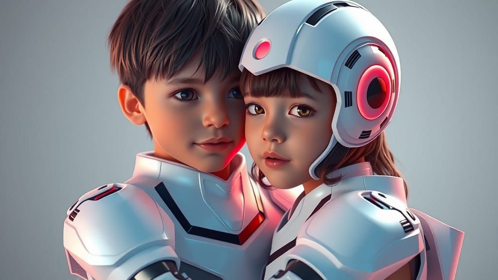Tender Bond of Childhood Friendship in Futuristic Armor