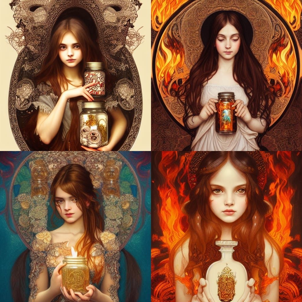 Girl with Skulls Portrait in Dark Fantasy Style