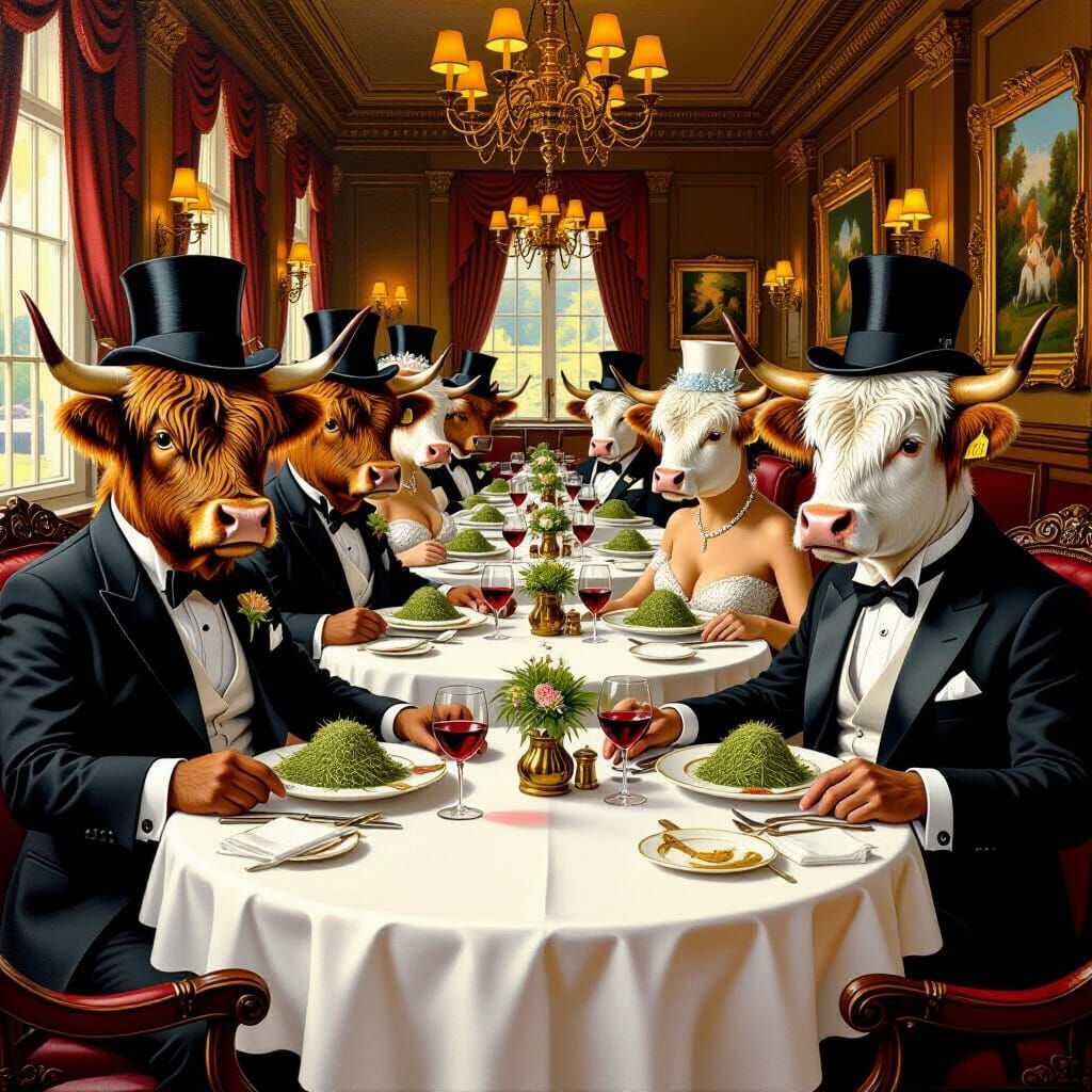 Highland Cows Dine in Style at Opulent Restaurant