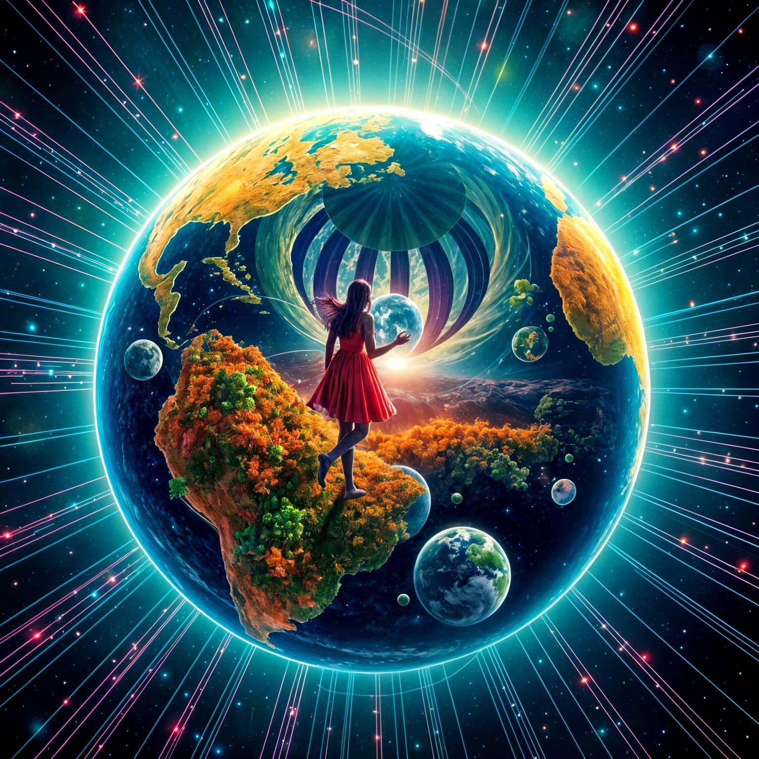 Dreamy Lush Planet in a Vibrant Green Haze