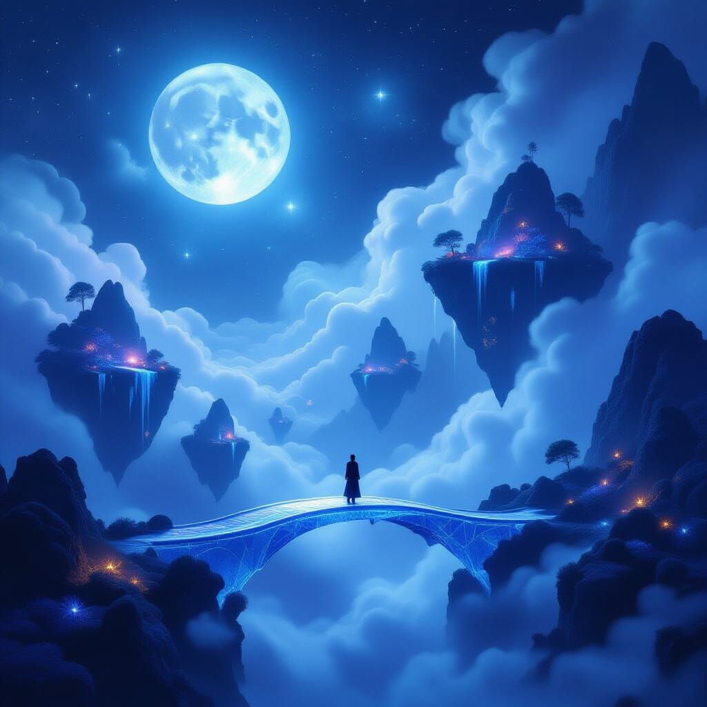 Surreal Ethereal Landscape with Floating Islands and Cosmic ...