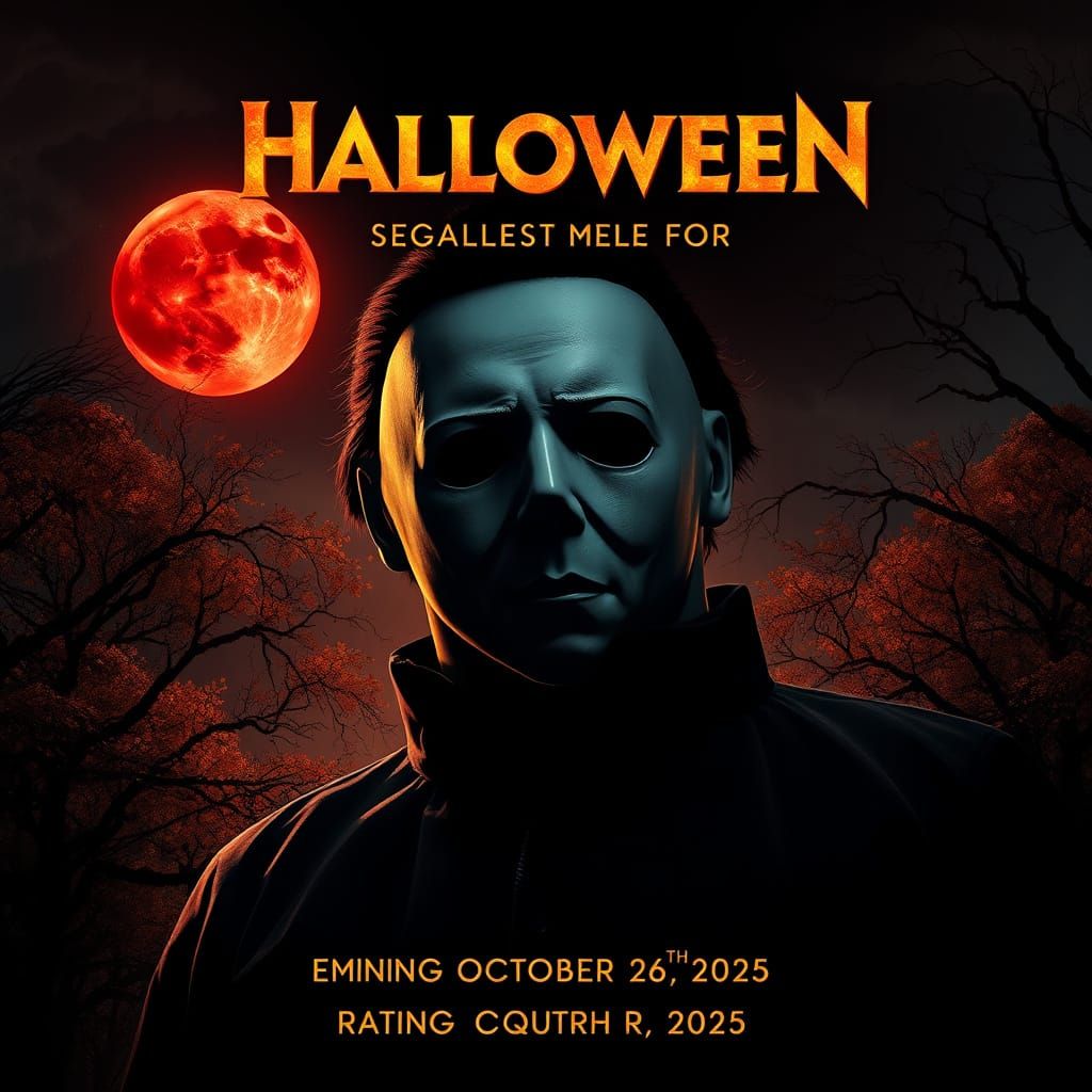 Halloween Movie Poster in Dark, Surreal Style