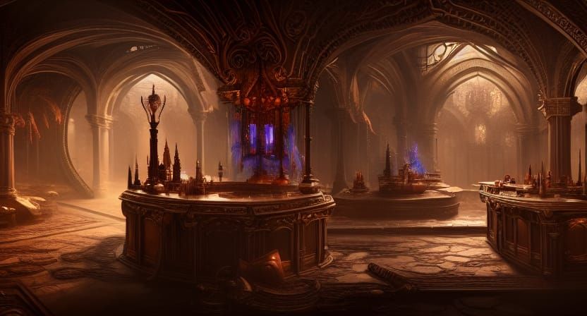 Fantastical Bar in Detailed Matte Painting Style