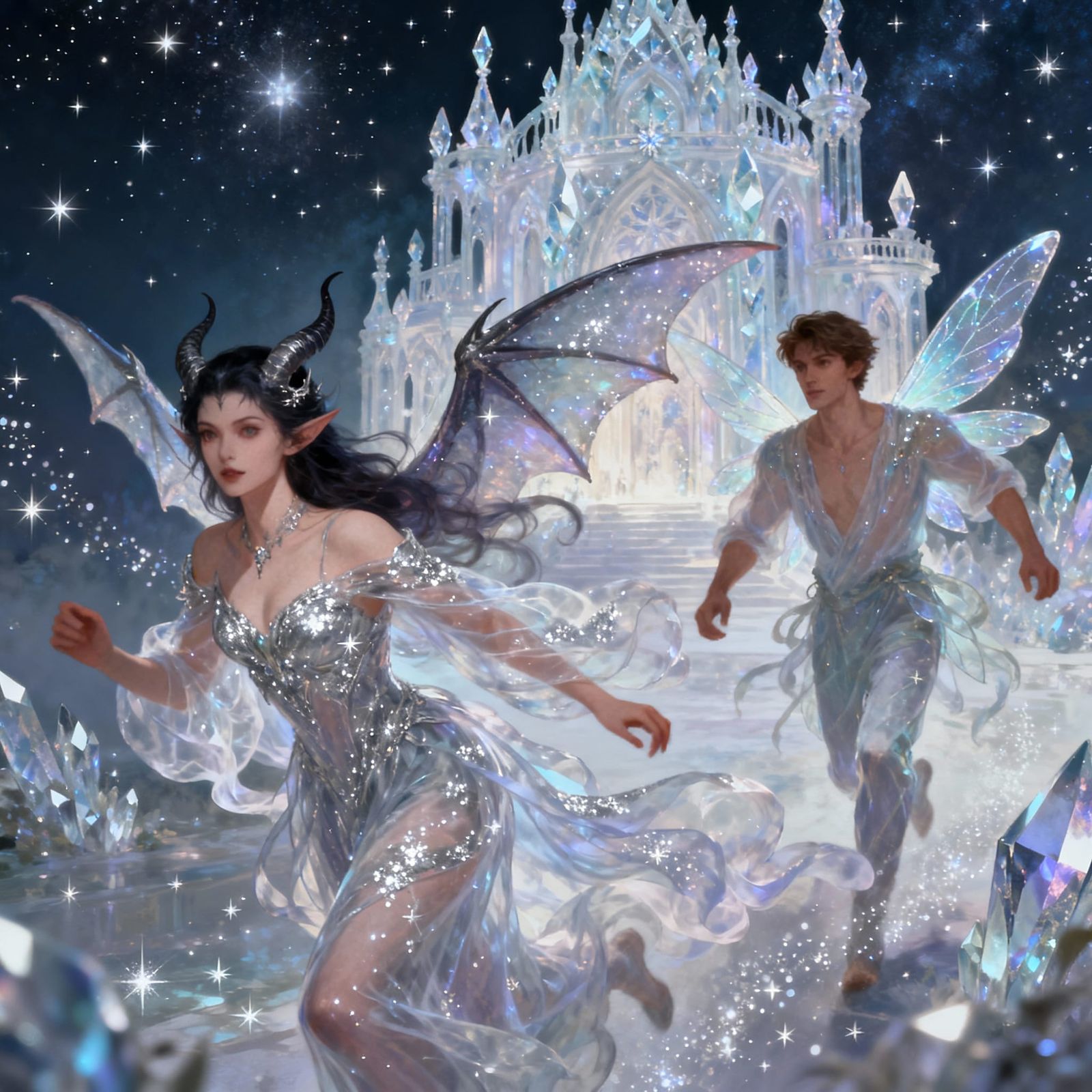 Demon and Fairy Flee Crystal Palace Among Stars