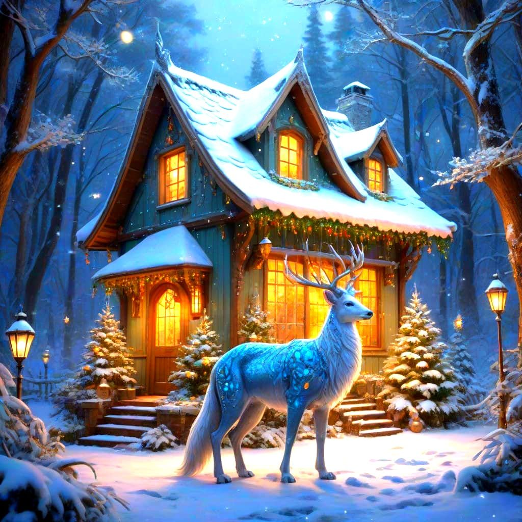 Winter Wonderland Scene in Iridescent Colors
