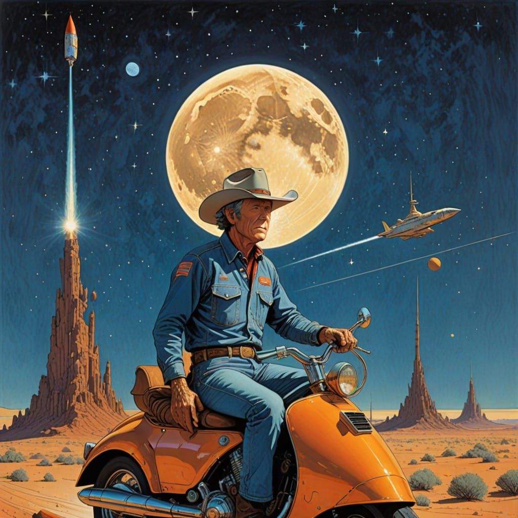 George W Bush Embarks on Futuristic Cowboy Quest to the Moon