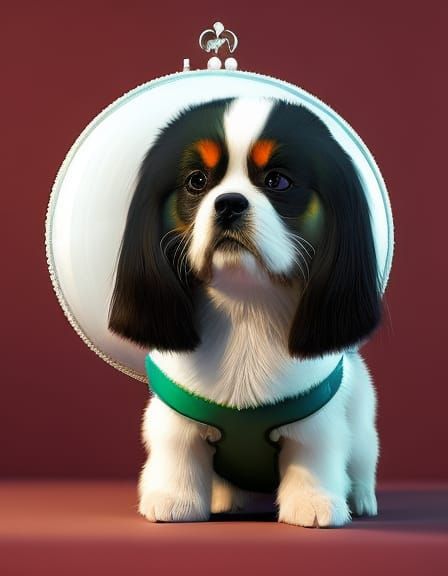 Hyperrealistic 3D Portrait of King Charles Spaniel