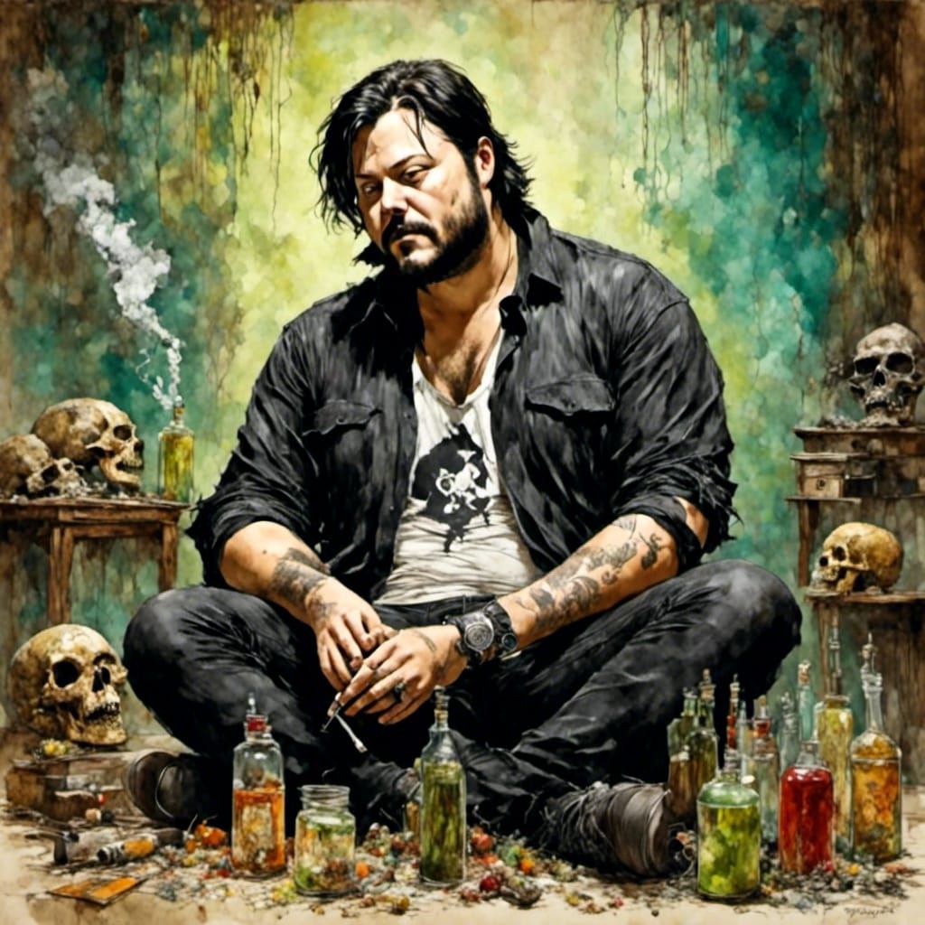 Decomposing Zombie Smokes a Bong