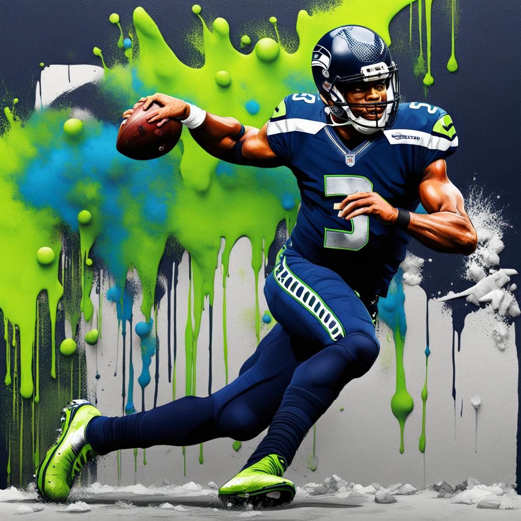 Russel Wilson Graffiti Art on Seattle Seahawks