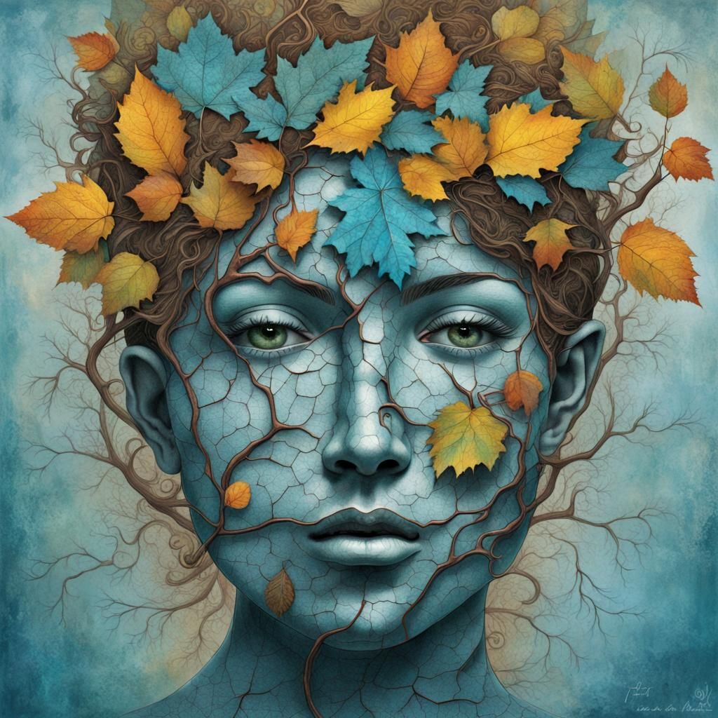 Mystical Forest Spirit with Turquoise Stone Skin