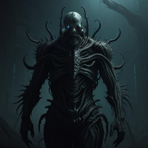 Infested Space Marine Concept Art in Sci-Fi Horror Style