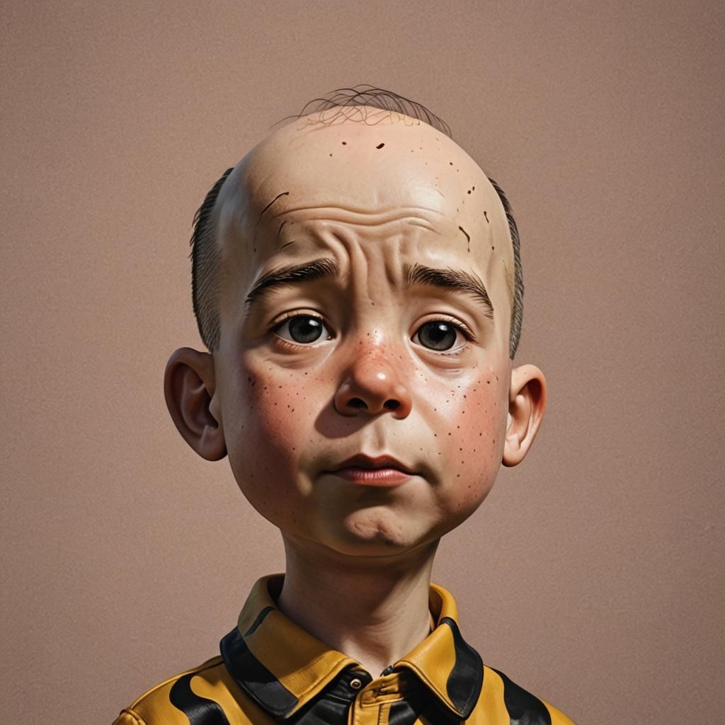 Hyperrealistic Charlie Brown Portrait with Colorful Backgrou...