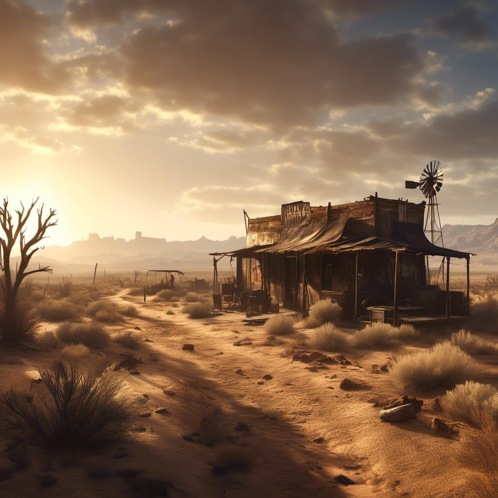 Post-Apocalyptic Desert Landscape in Fallout Style