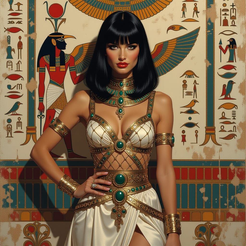 Egyptian Woman in Fantasy Oil Painting Style