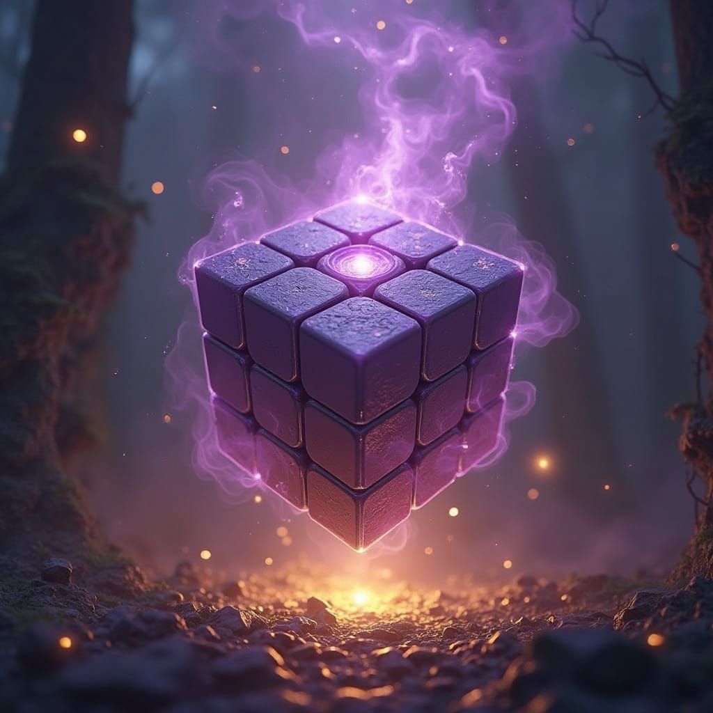 Mystical Rubik's Cube Levitates in a Dreamscape
