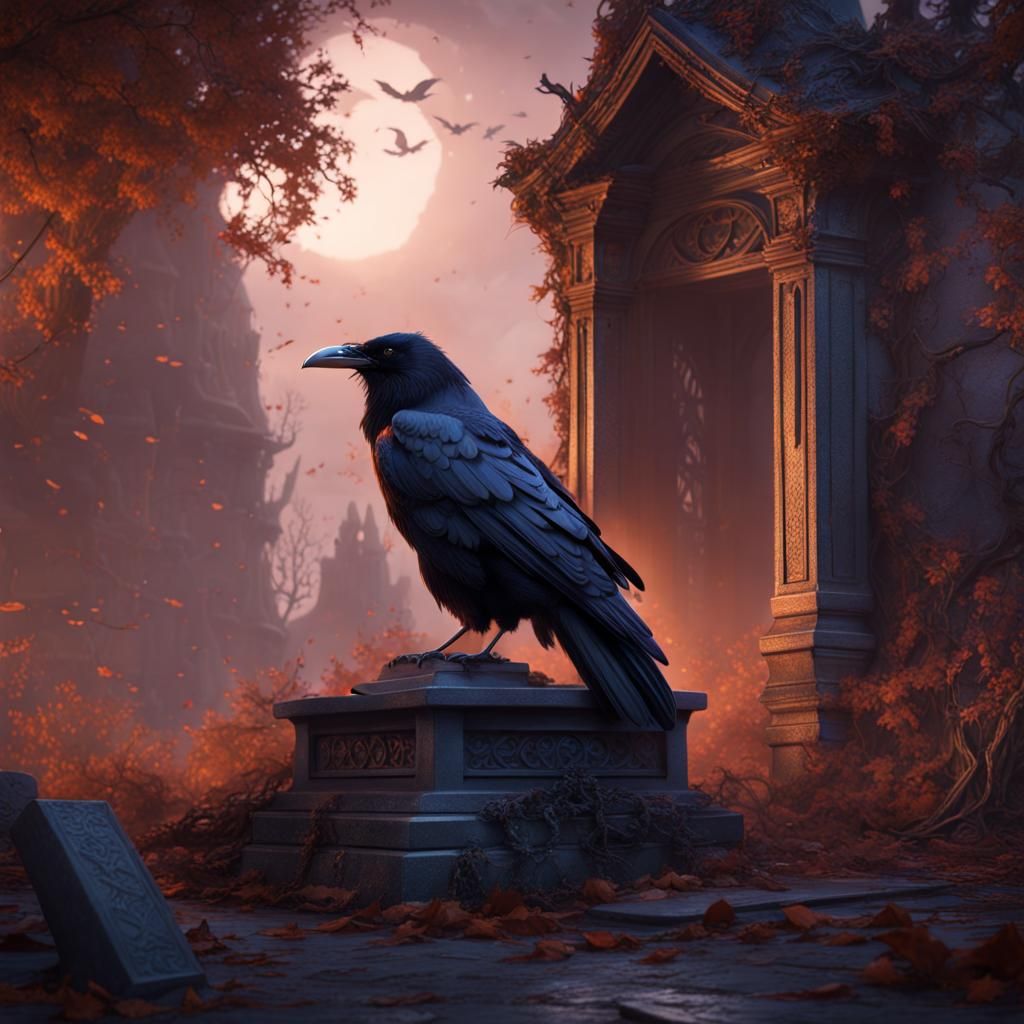 Raven on a Grave: Detailed Matte Painting