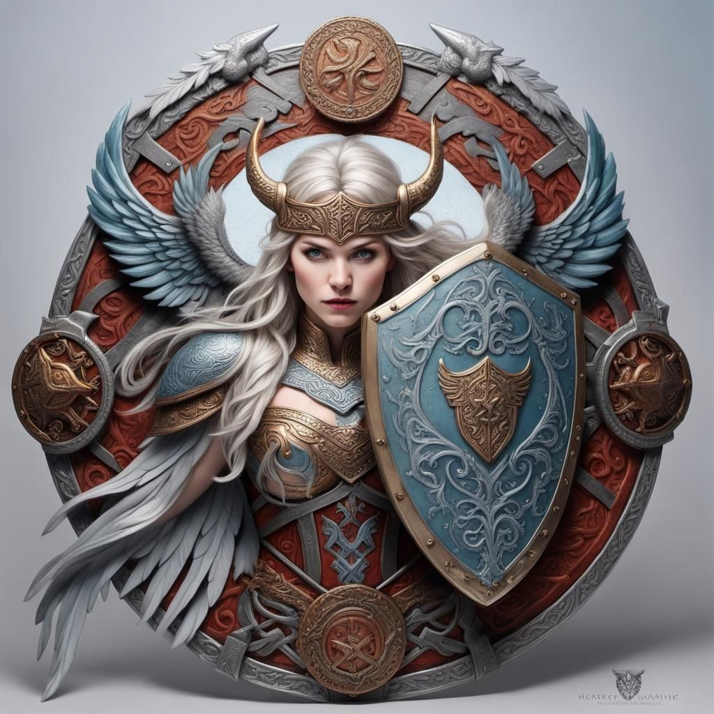 Winged Valkyrie Shield Maiden with Shield of Ragnarock