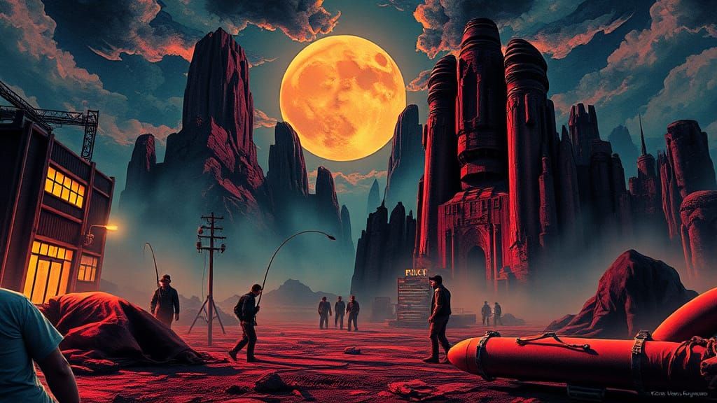 Science Fiction Scene in Pop Art Style