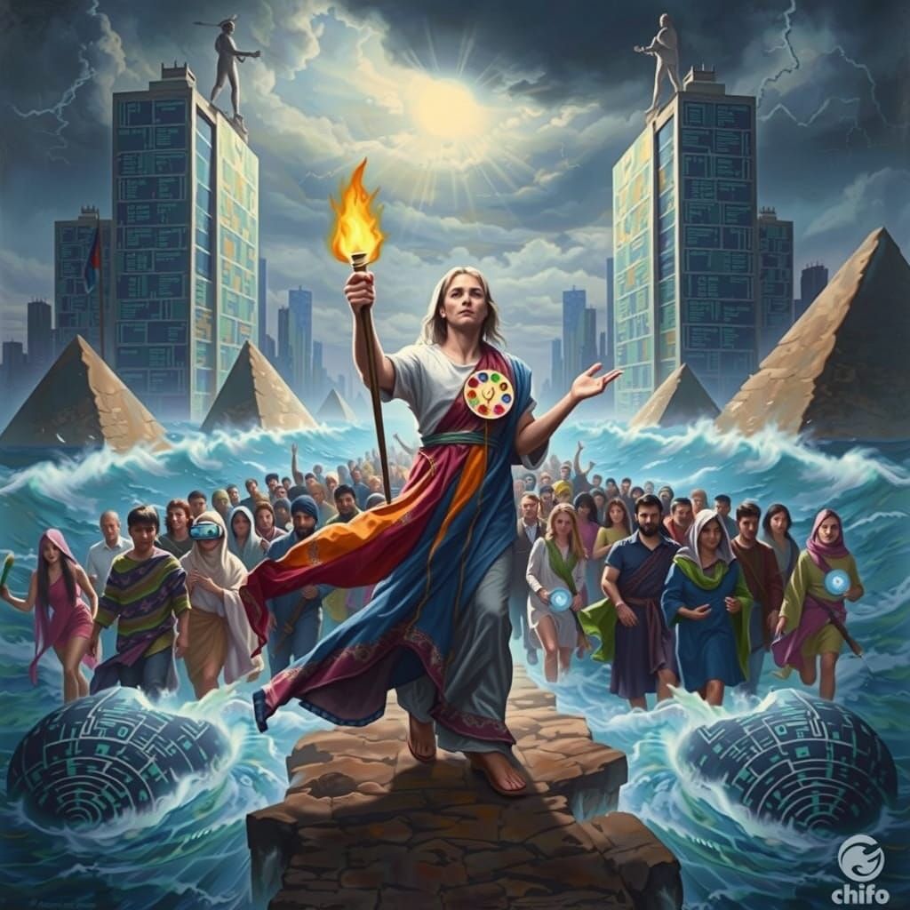 Modern Exodus: Digital Oil Painting