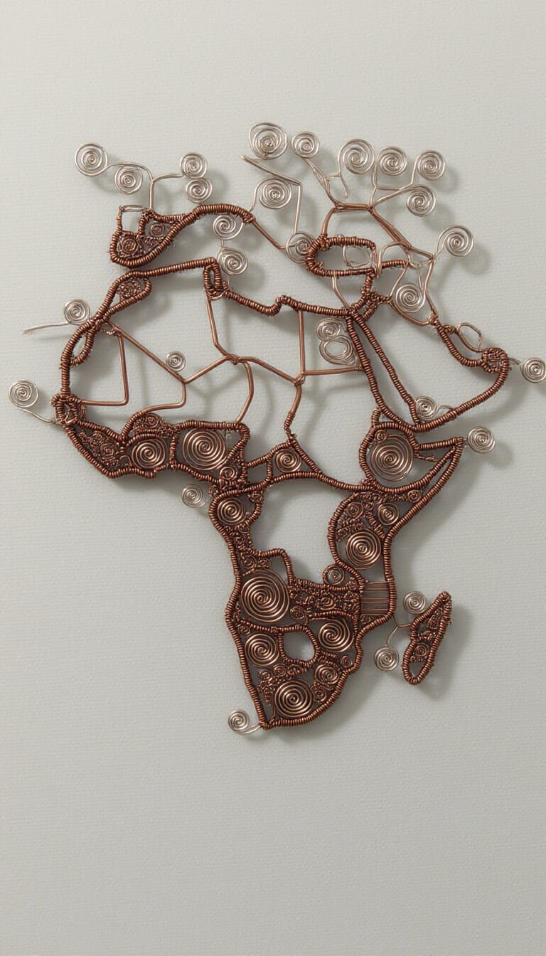African Continent Wire Art with Intricate Details