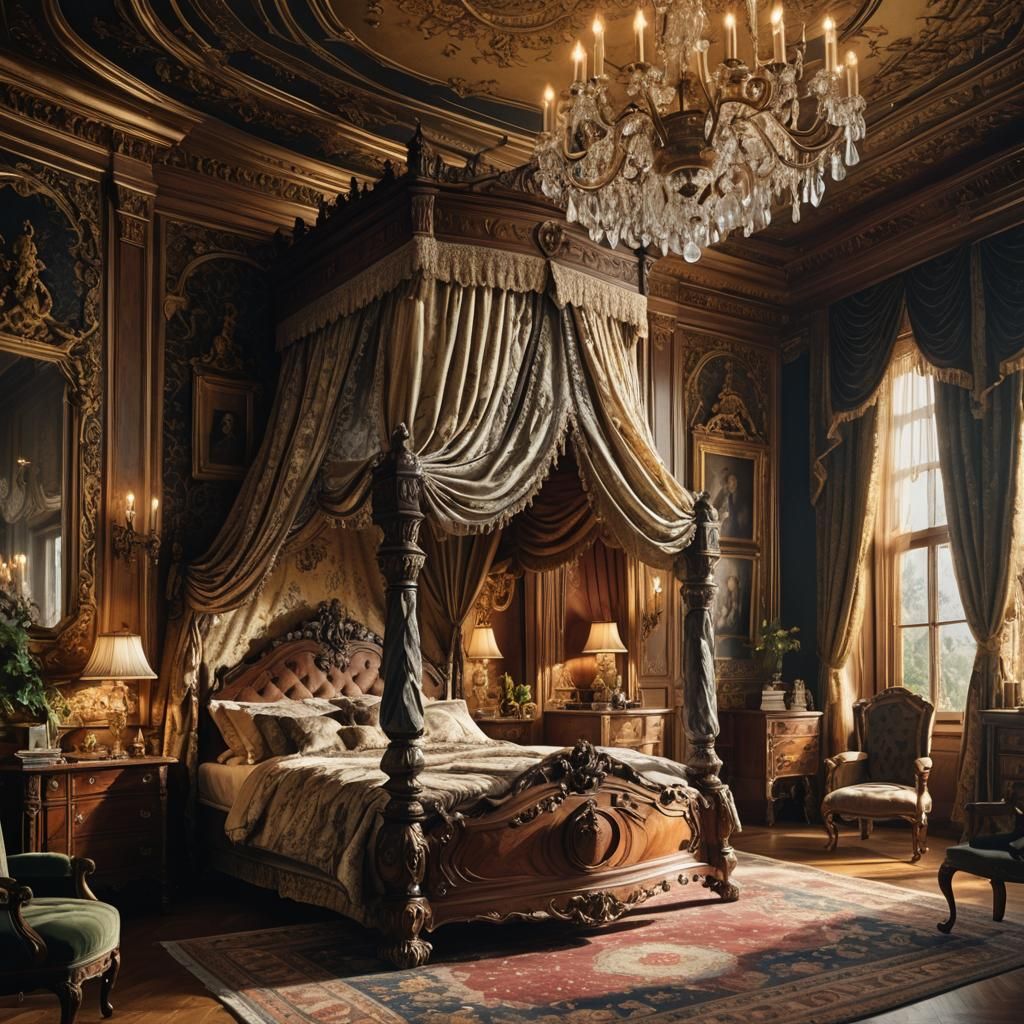 Lavish Victorian Master Bedroom in Hyperrealism Style