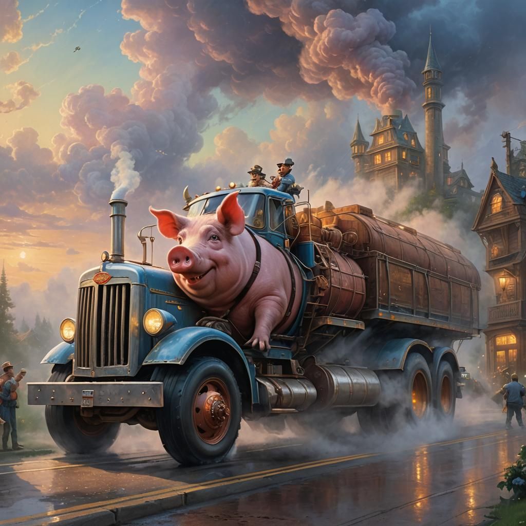 Pig drives big rig
