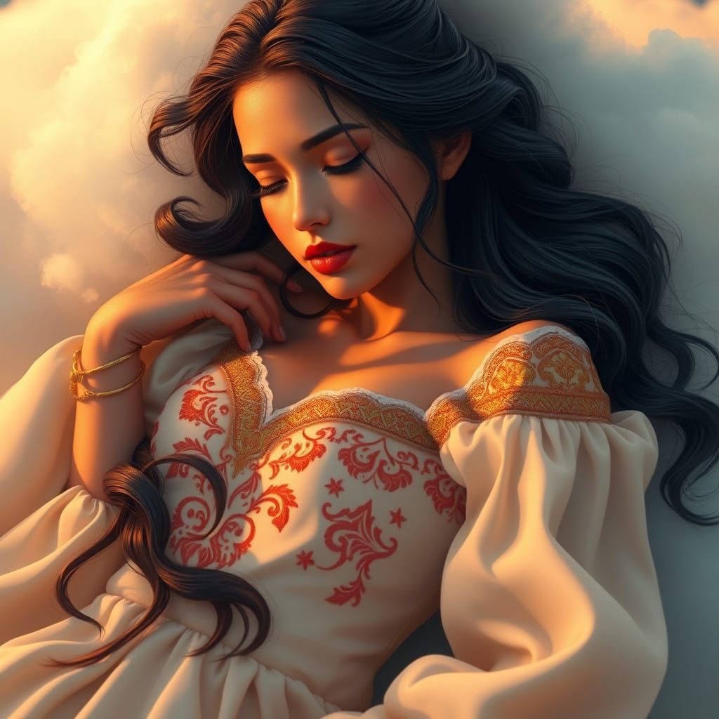 Latin Princess in Dreamy, Hyper-Realistic Style